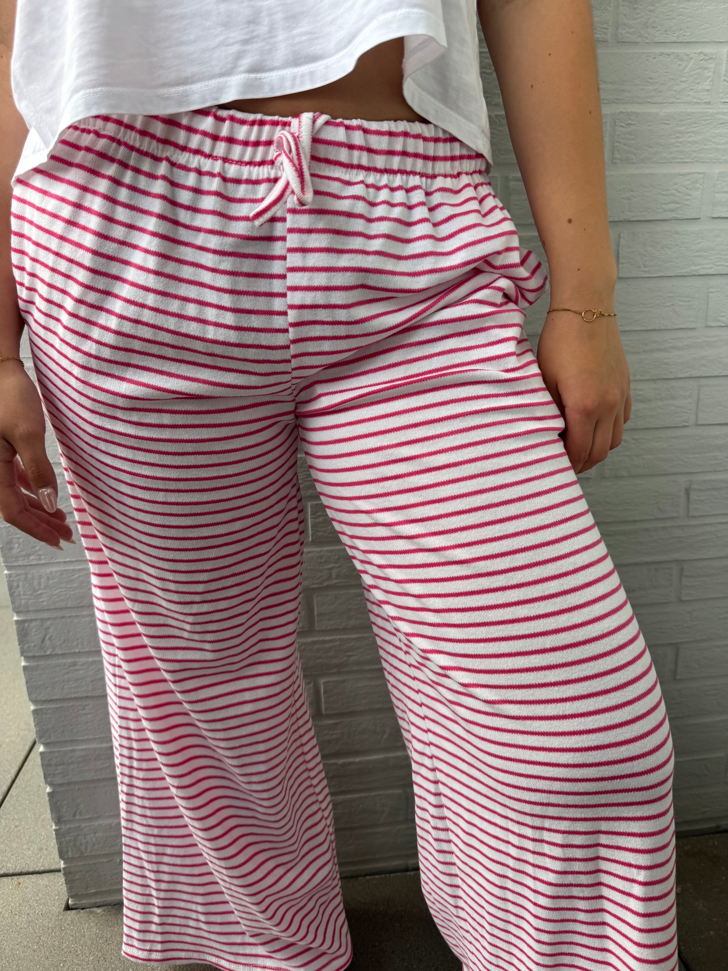 Streifen Hose rosa pink