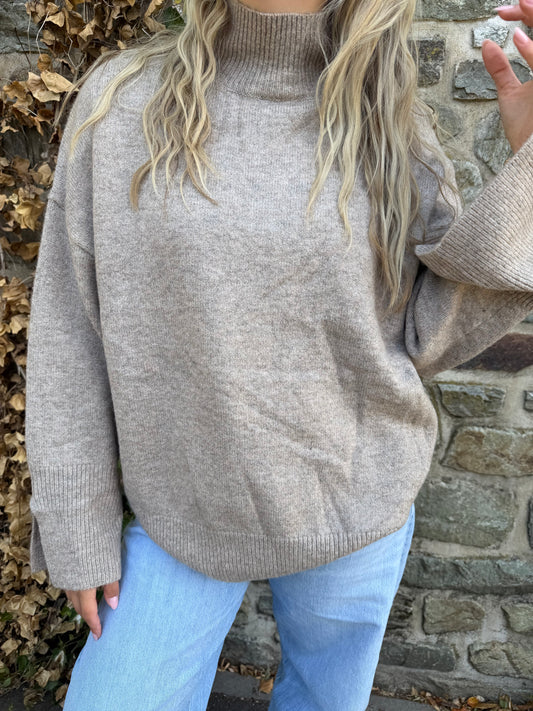 Strickpullover taupe knit