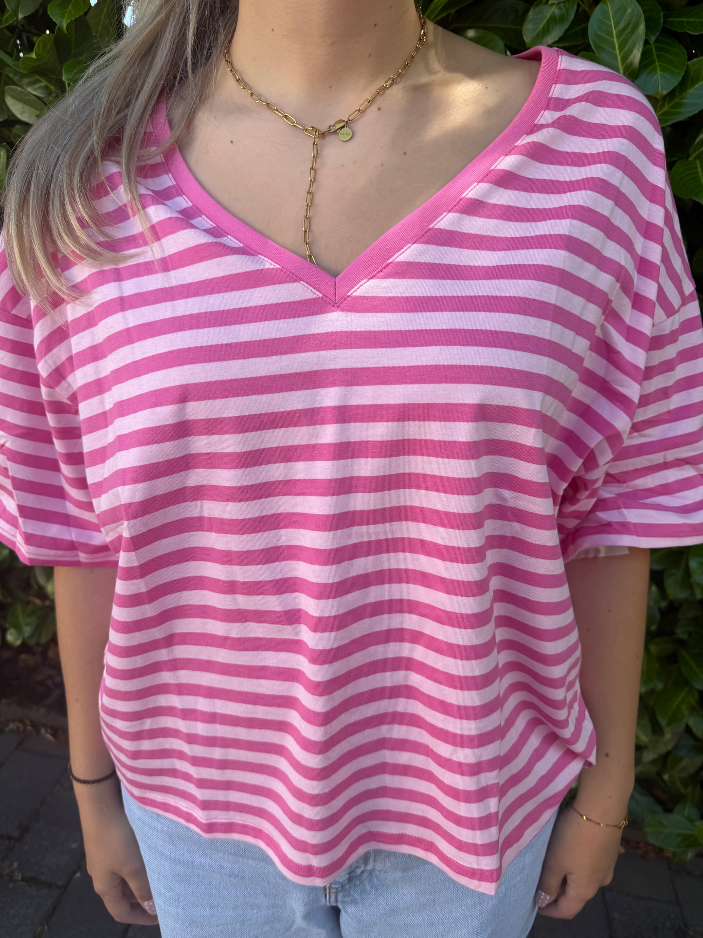 Tshirt Stripy rosa