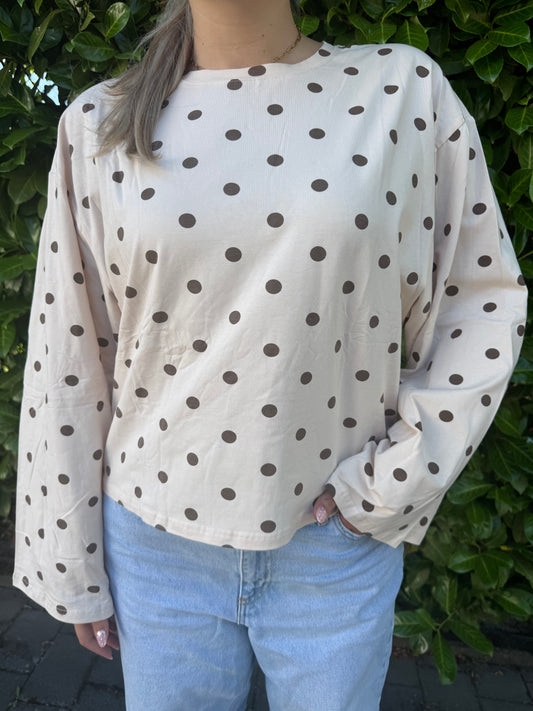 Shirt Dotty beige/espresso