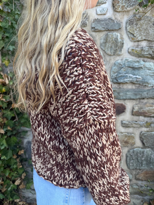 Strickjacke mokka melange handmade