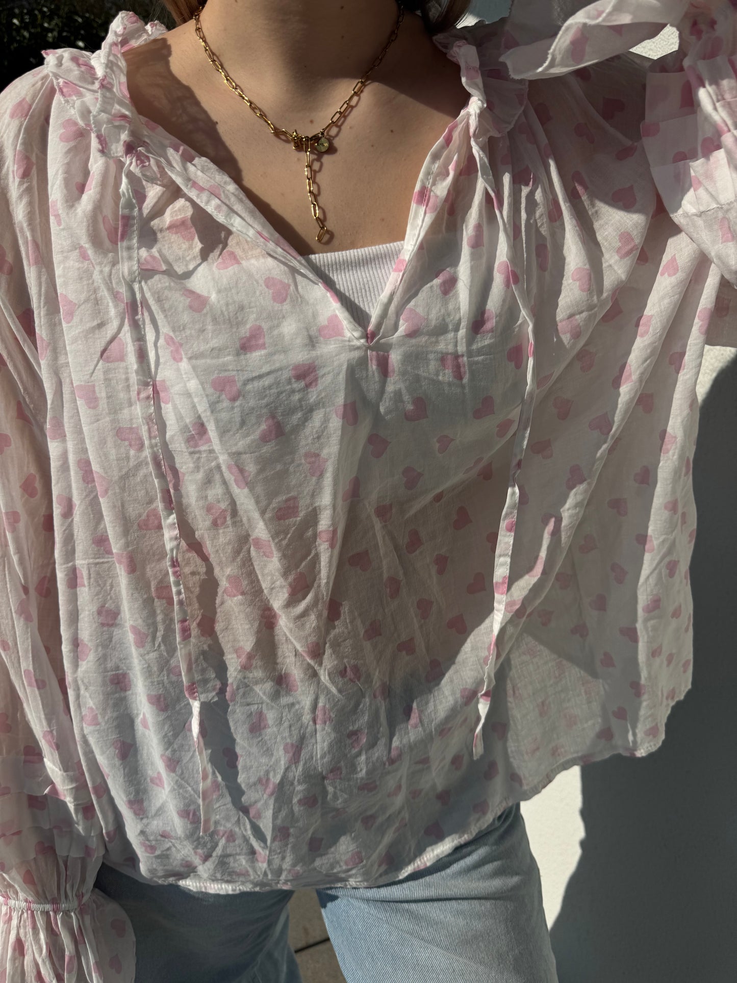 Bluse mit Herzen rosa
