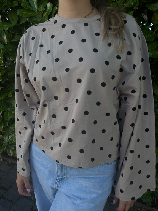 Shirt Dotty taupe/black