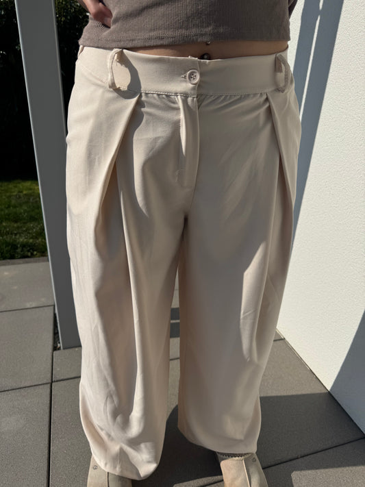 Weite Stoffhose beige