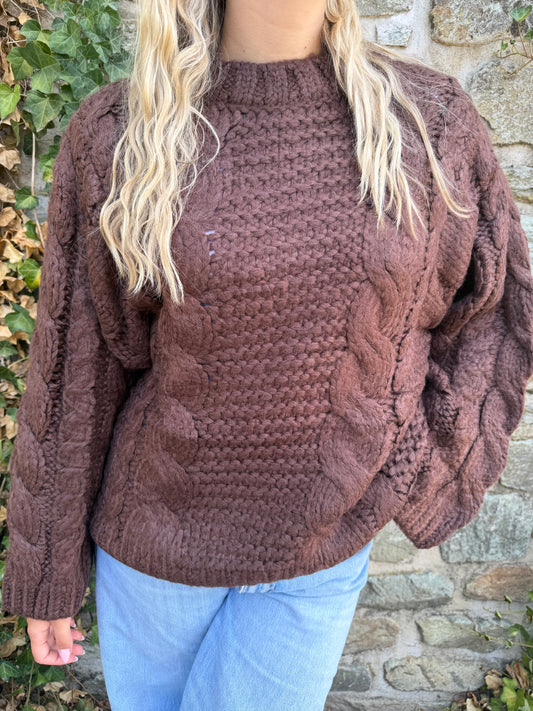 Pullover Kuschelbraun lang
