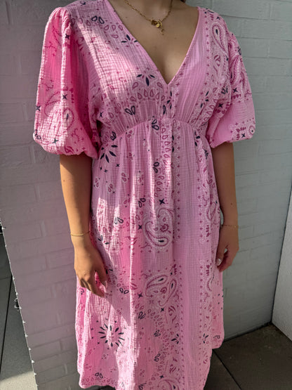 Musselin Midikleid mit Muster