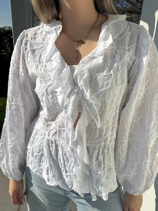 Bestickte Bluse weiß