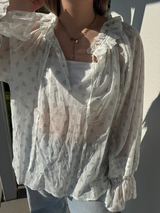 Bluse mit Herzen mint