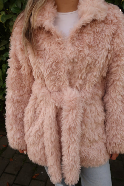 Flauschige Felljacke rosa