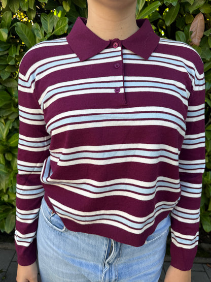 Polo Shirt stripes weinrot
