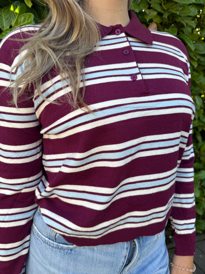 Polo Shirt stripes weinrot